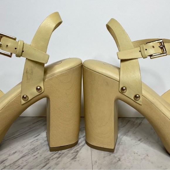 Franco Sarto Wally Yellow Leather Platform Heeled Sandal 9M - Picture 8 of 14